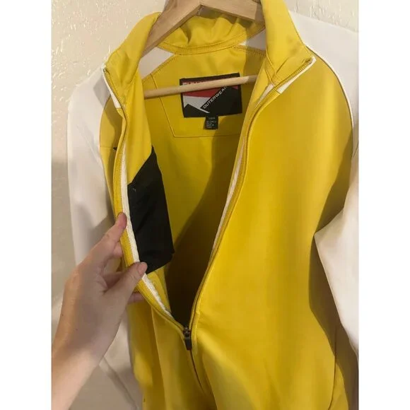 Y Sun Mountain Yellow & White Colorblock Long Sleeved Zip Up Athletic Jacket - Picture 8 of 11